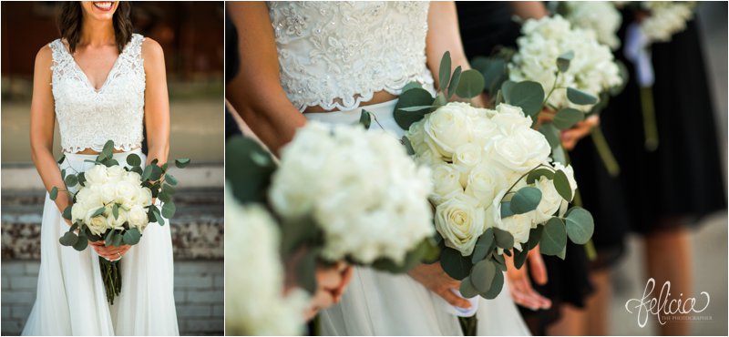 images by feliciathephotographer.com | wedding photographer | kansas city missouri | industrial | romantic | neutral | details | portraits | white florals | lace two piece dress | mia's bridal | whimsical | 