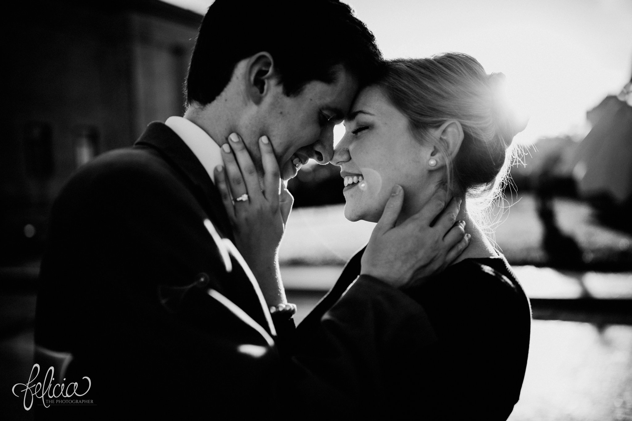 images by feliciathephotographer.com | wedding photographer | kansas city missouri | engagement | nelson atkins | true love | romantic | black and white | diamond ring | contrast | sunset | 