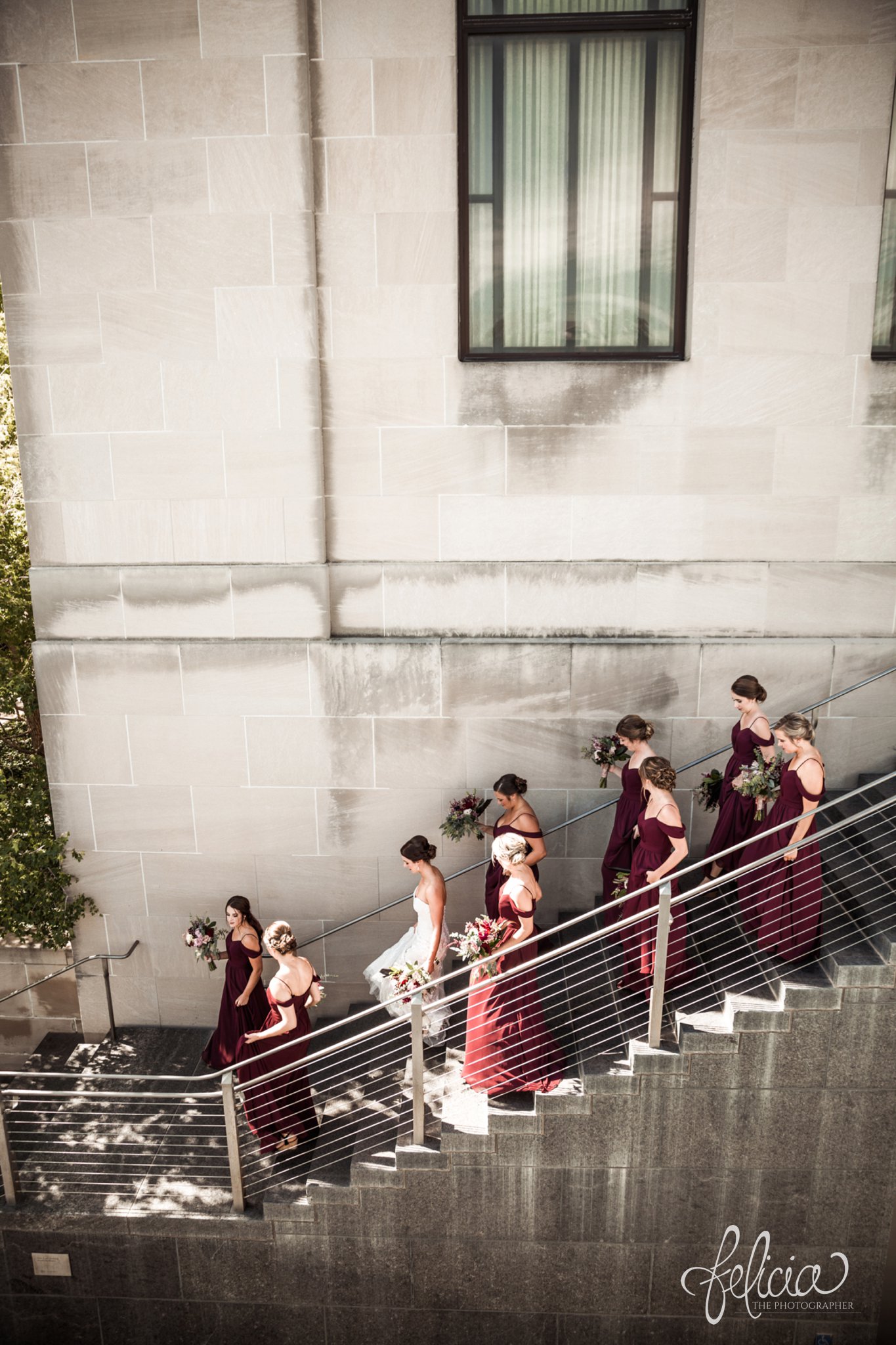 images by feliciathephotographer.com | wedding photographer | kansas city | nelson atkins art museum | burgundy dresses | kennedy blue | candid | bridesmaids | rustic florals | contemporary | 