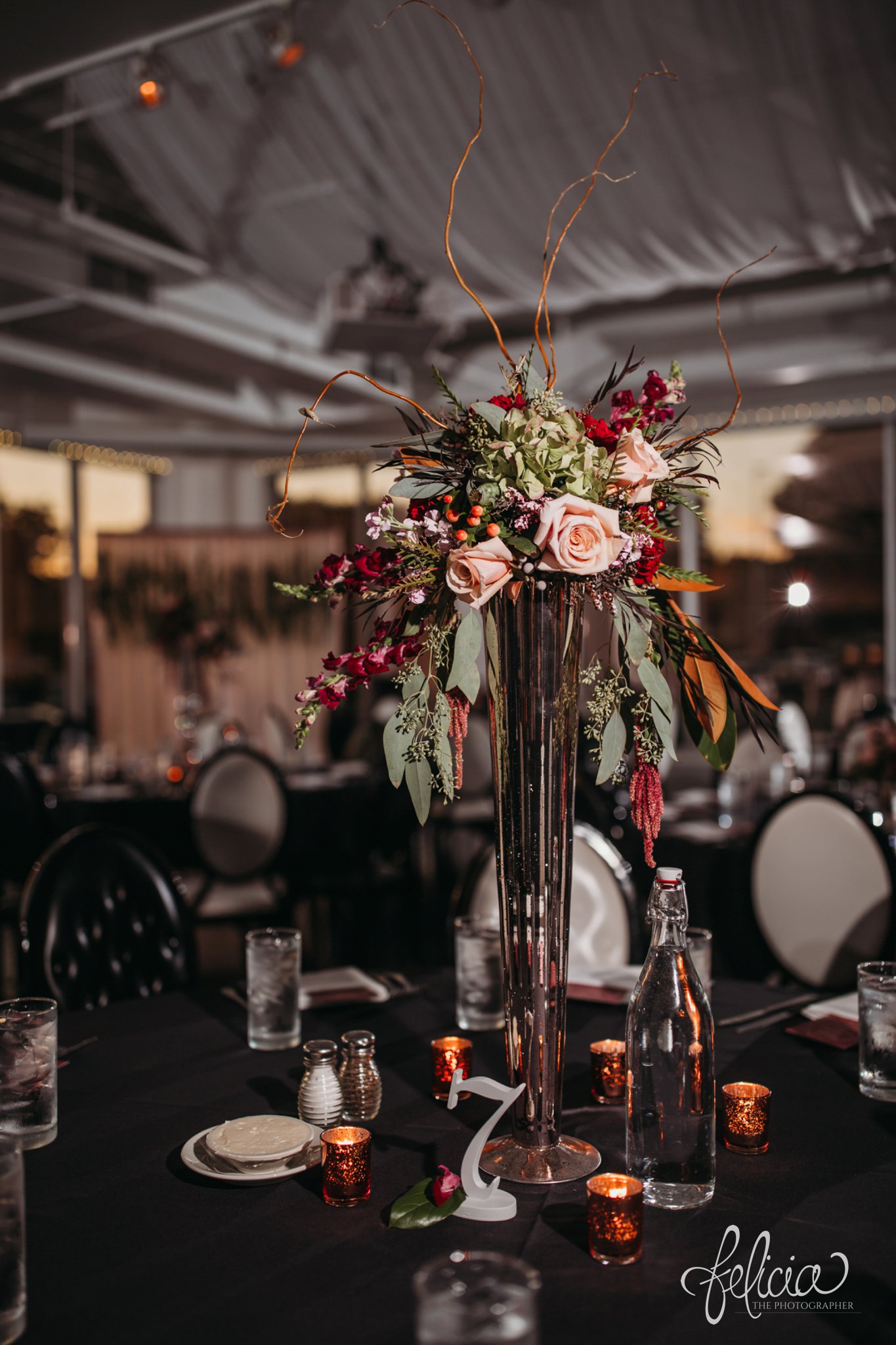 images by feliciathephotographer.com | wedding photographer | kansas city | centerpieces | rustic | floral | candles | details | reception | autumn | classic | 