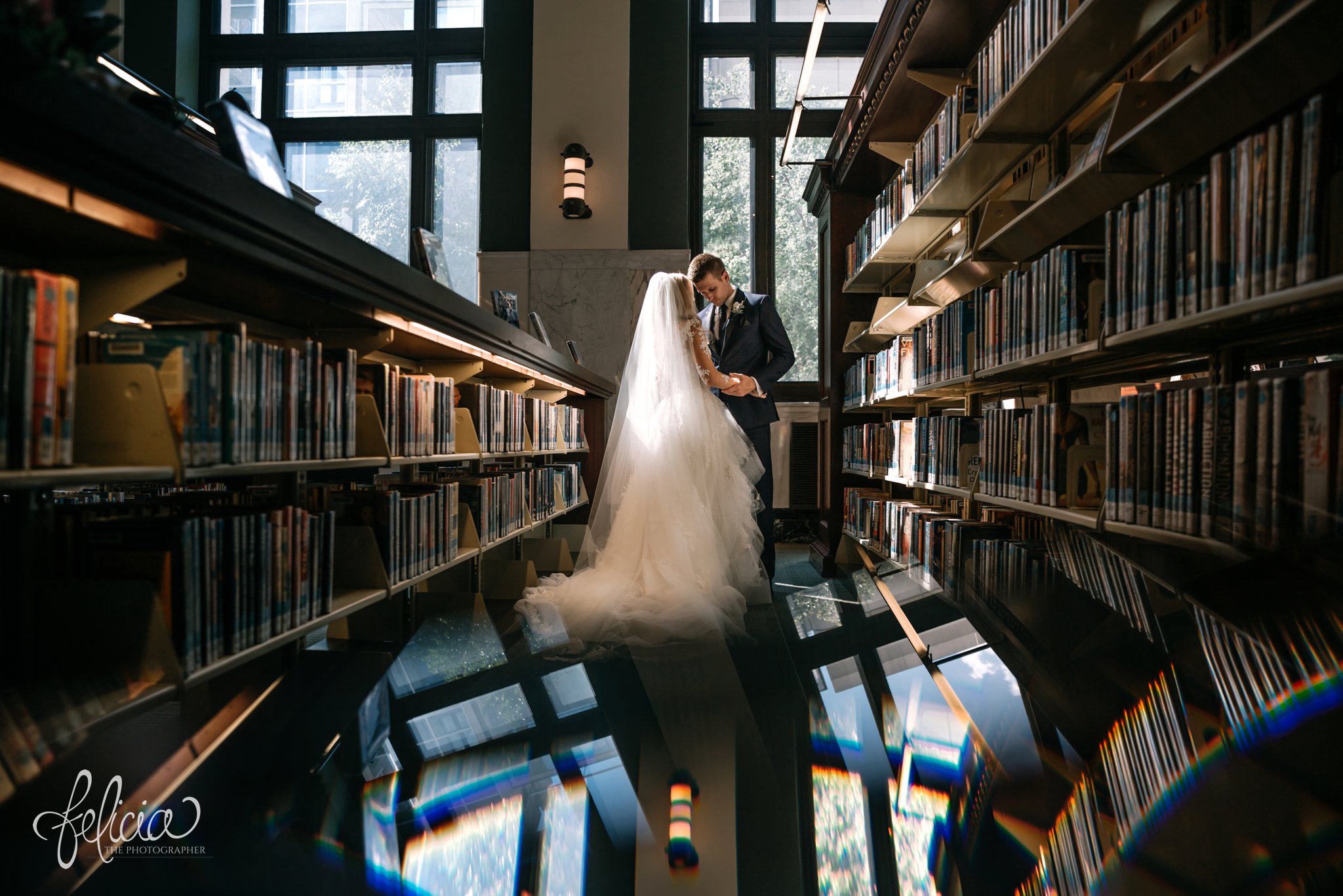 images by feliciathephotographer.com | wedding photographer | kansas city | redemptorist | classic | whimsical | romantic | reflection | library | nerdy | in love | joy | sincere | tule gown | belle vogue | lace long sleeve | 