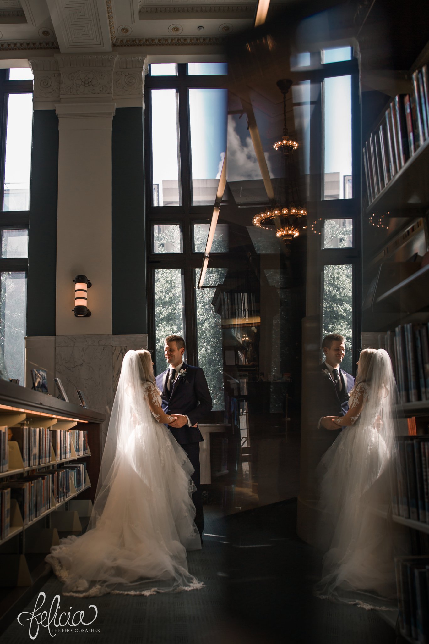 images by feliciathephotographer.com | wedding photographer | kansas city | redemptorist | classic | joy | whimsical | romantic | portraits | reflection | library | true love | joy | lace dress | long sleeve | 