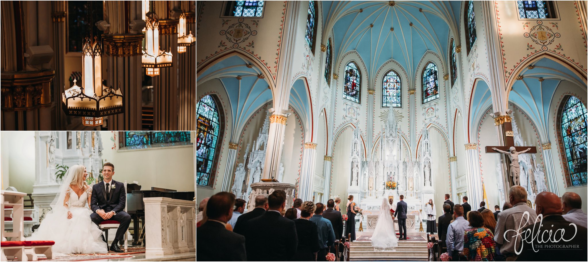images by feliciathephotographer.com | wedding photographer | kansas city | redemptorist | classic | ceremony | bride and groom | praying | romantic lighting | church | catholic | our lady of perpetual help | 