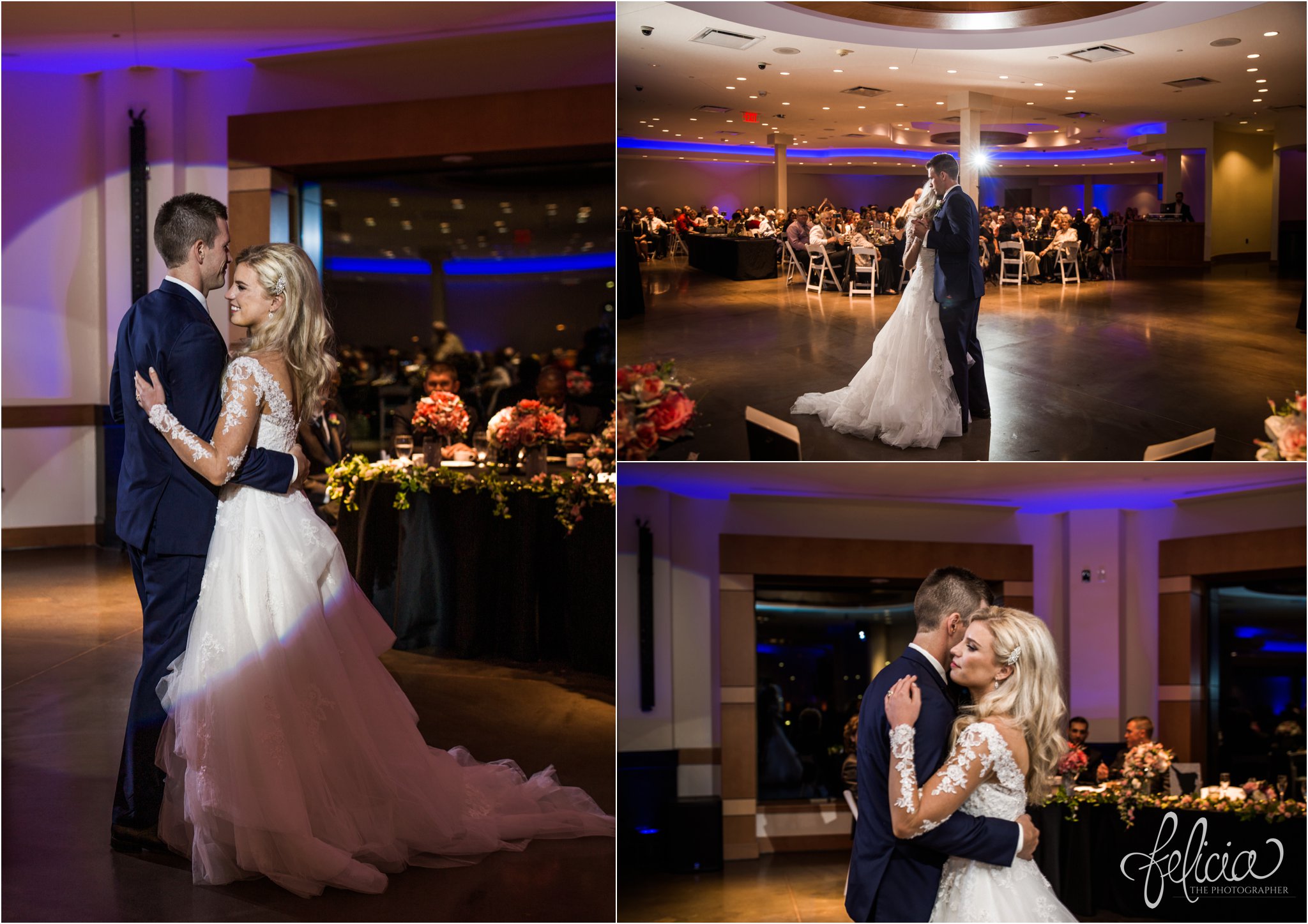 images by feliciathephotographer.com | wedding photographer | kansas city | redemptorist | classic | royal room | reception | details | first dance | lace long sleeve dress | navy suit | romantic | 