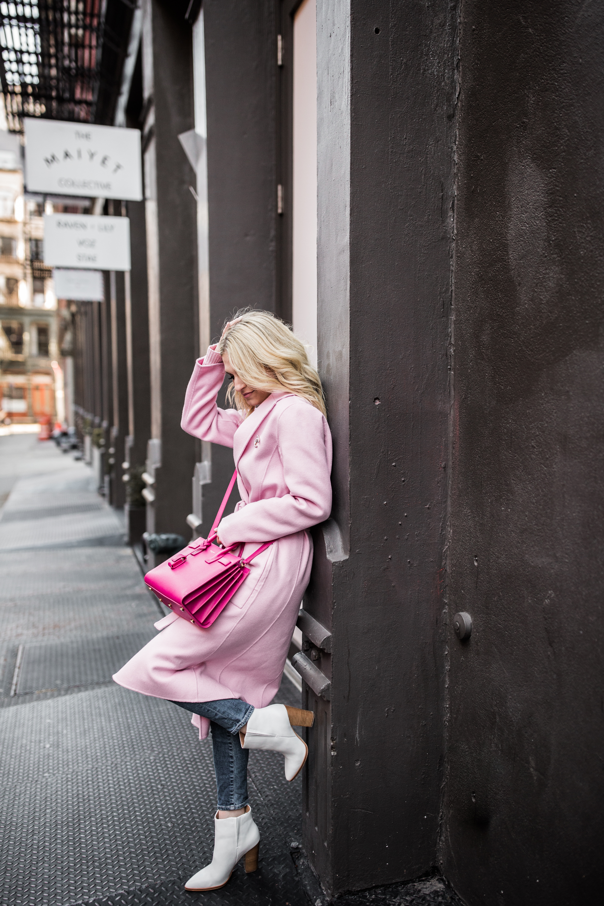  images by feliciathephotographer.com | new york city | fashion influencer photographer | headshots | eye wear | street style | pink | katey mcfarlan | blogger | chronicles of frivolity | white boots | 