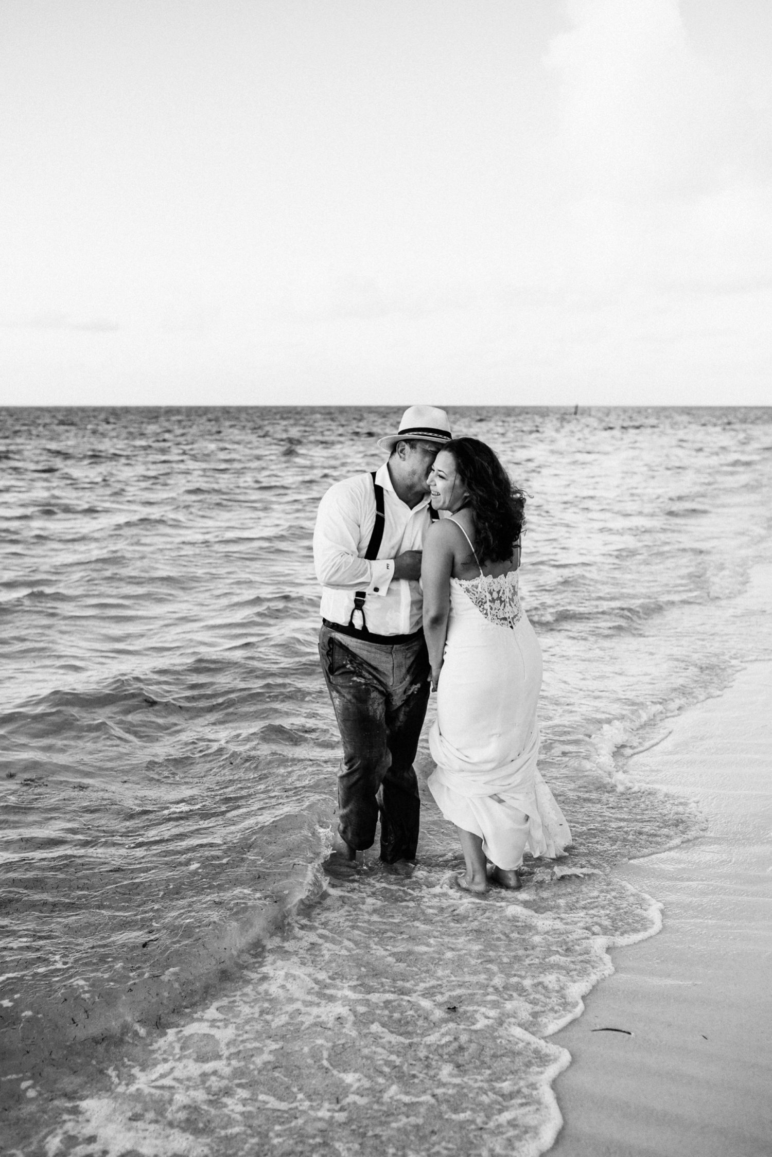  images by feliciathephotographer.com | destination wedding photographer | mexico | tropical | fiji | venue | azul beach resort | riviera maya | sunrise bridal portraits | oceanside | romantic | cabana | blue waters | black and white | 