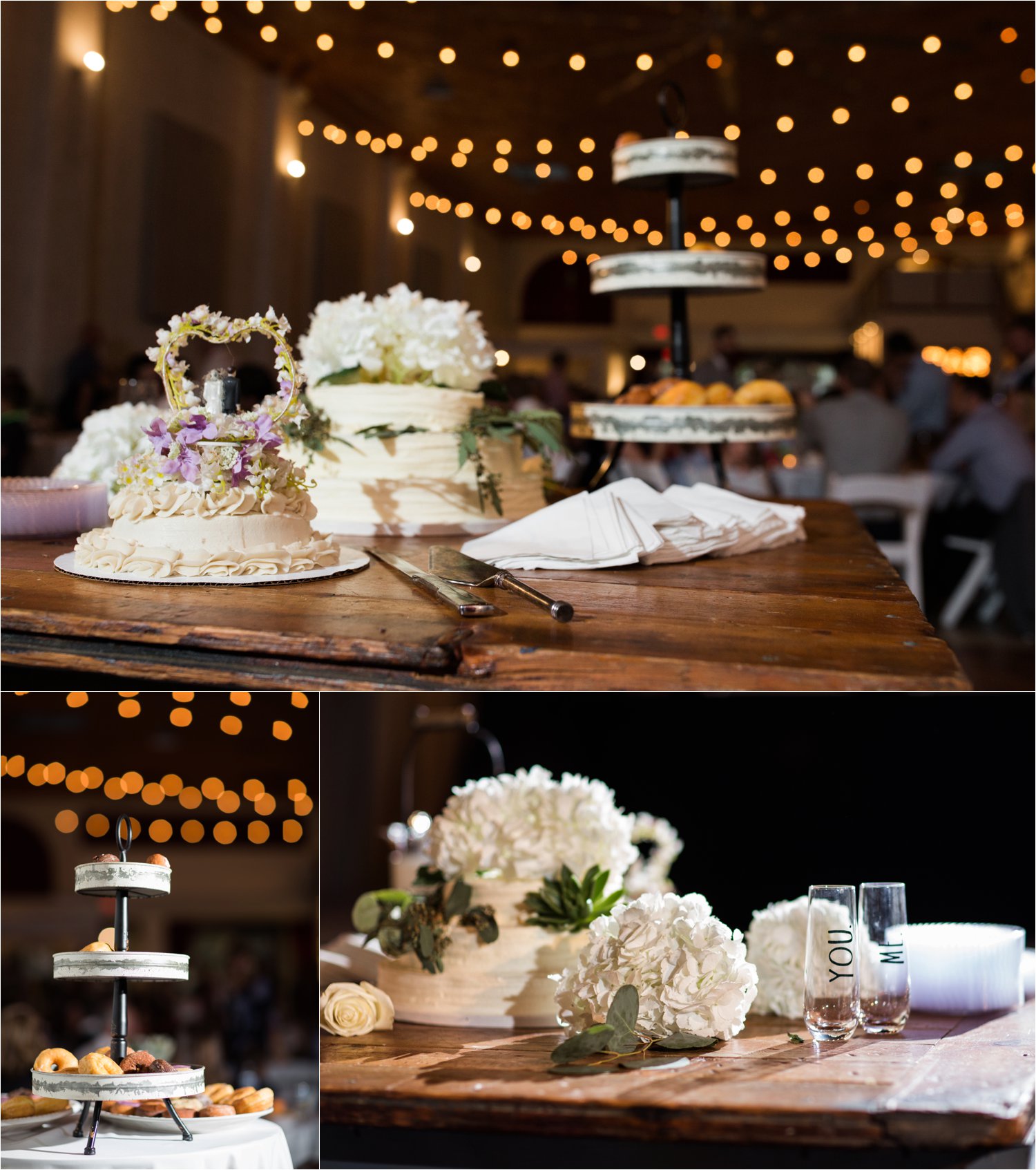  images by feliciathephotographer.com | destination wedding photographer | kansas city | spring time | reception | details | cake | price chopper | donuts | adorned floral designs | you and me champagne flutes | 