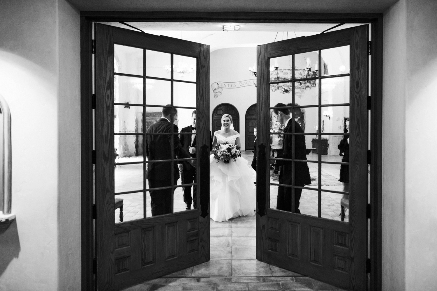  images by feliciathephotographer.com | destination wedding photographer | kansas city | summertime | classic | ceremony | father of the bride | black and white | walking down the aisle | visitation church | catholic | 