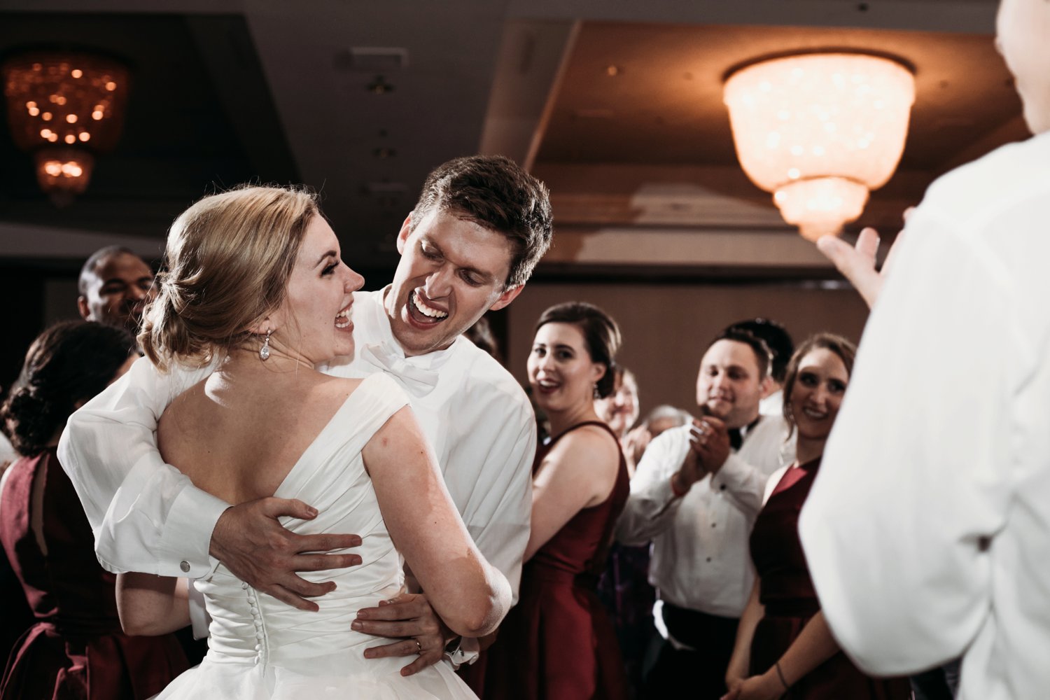   images by feliciathephotographer.com | destination wedding photographer | kansas city | summertime | classic | dance floor | party | dj lights | laughter | singing | bride and groom | romantic | true love |