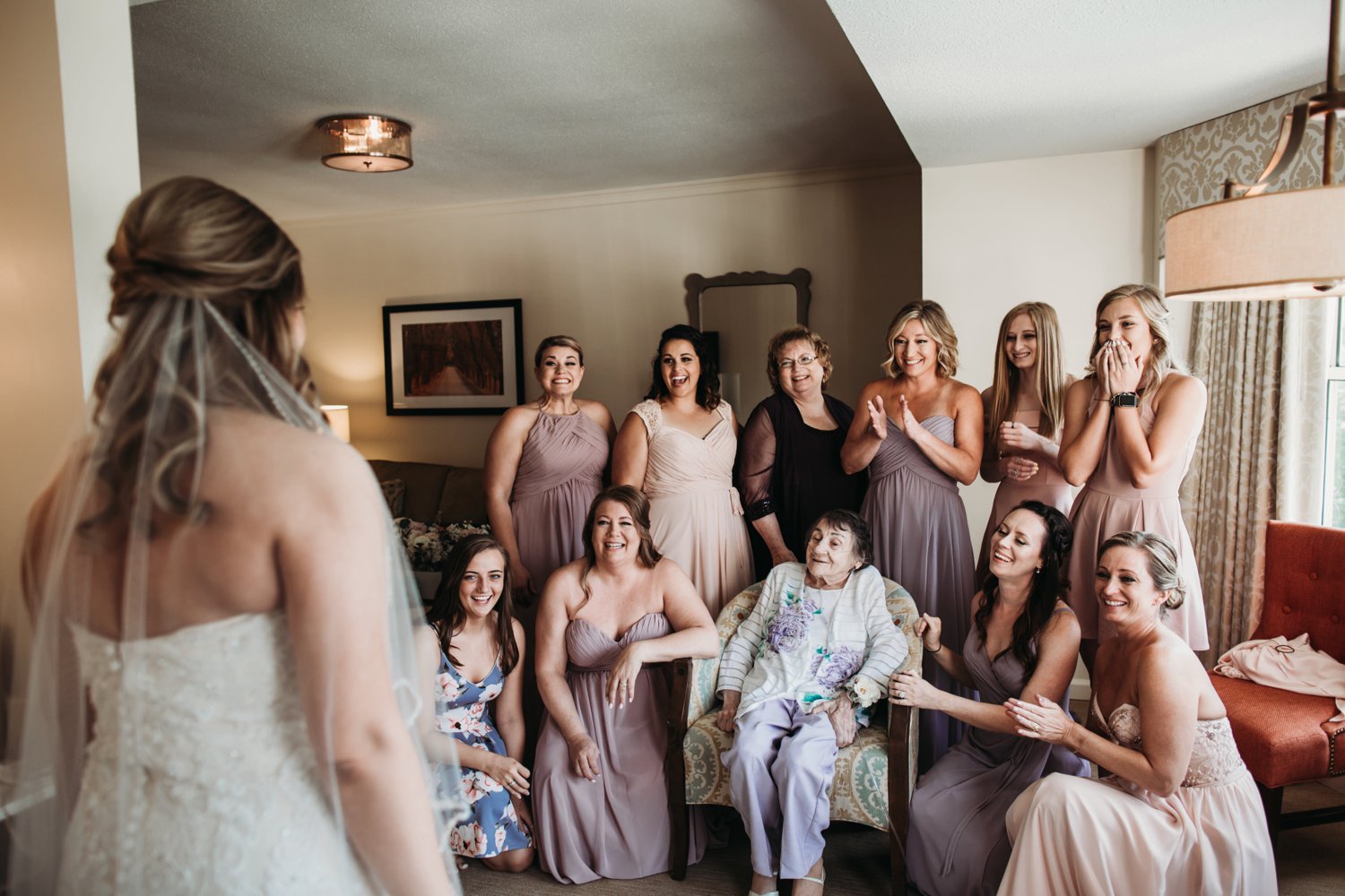  images by feliciathephotographer.com | destination wedding photographer | kansas city | summertime | elms spa | classy | getting ready | details | pre ceremony | long veil | beaded dress | first look with bridesmaids | friends and family | lavender and cream | 