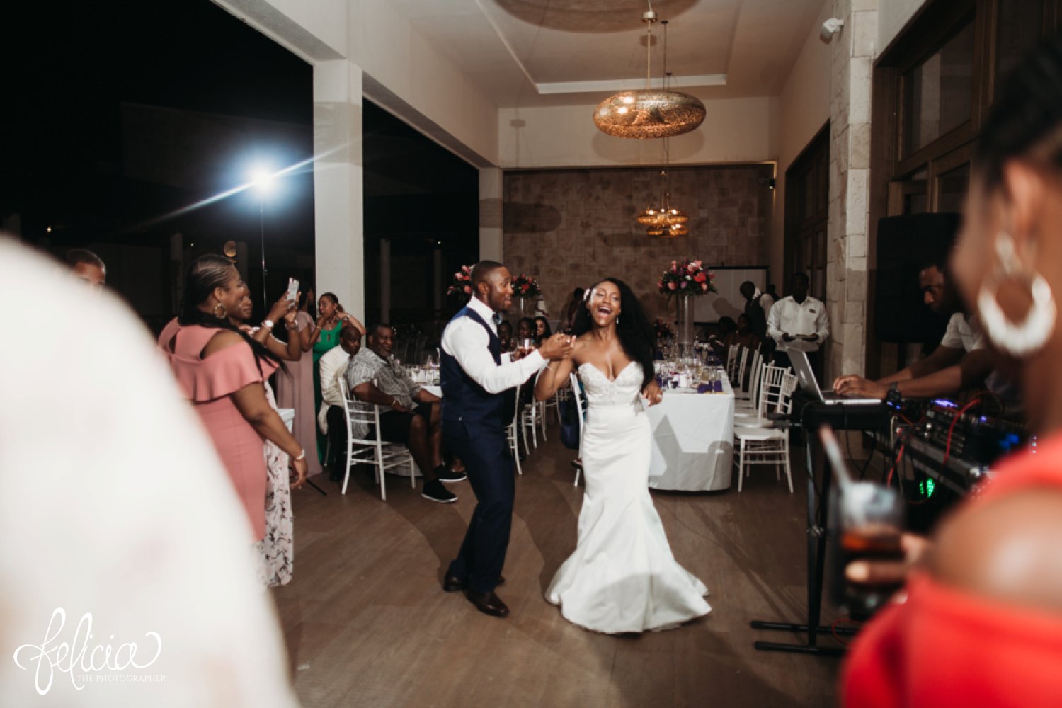   images by feliciathephotographer.com | destination wedding photographer | st lucia | l&s travel | the Royalton | reception | details | dance floor | party | family | laughter | joy | bride and groom |