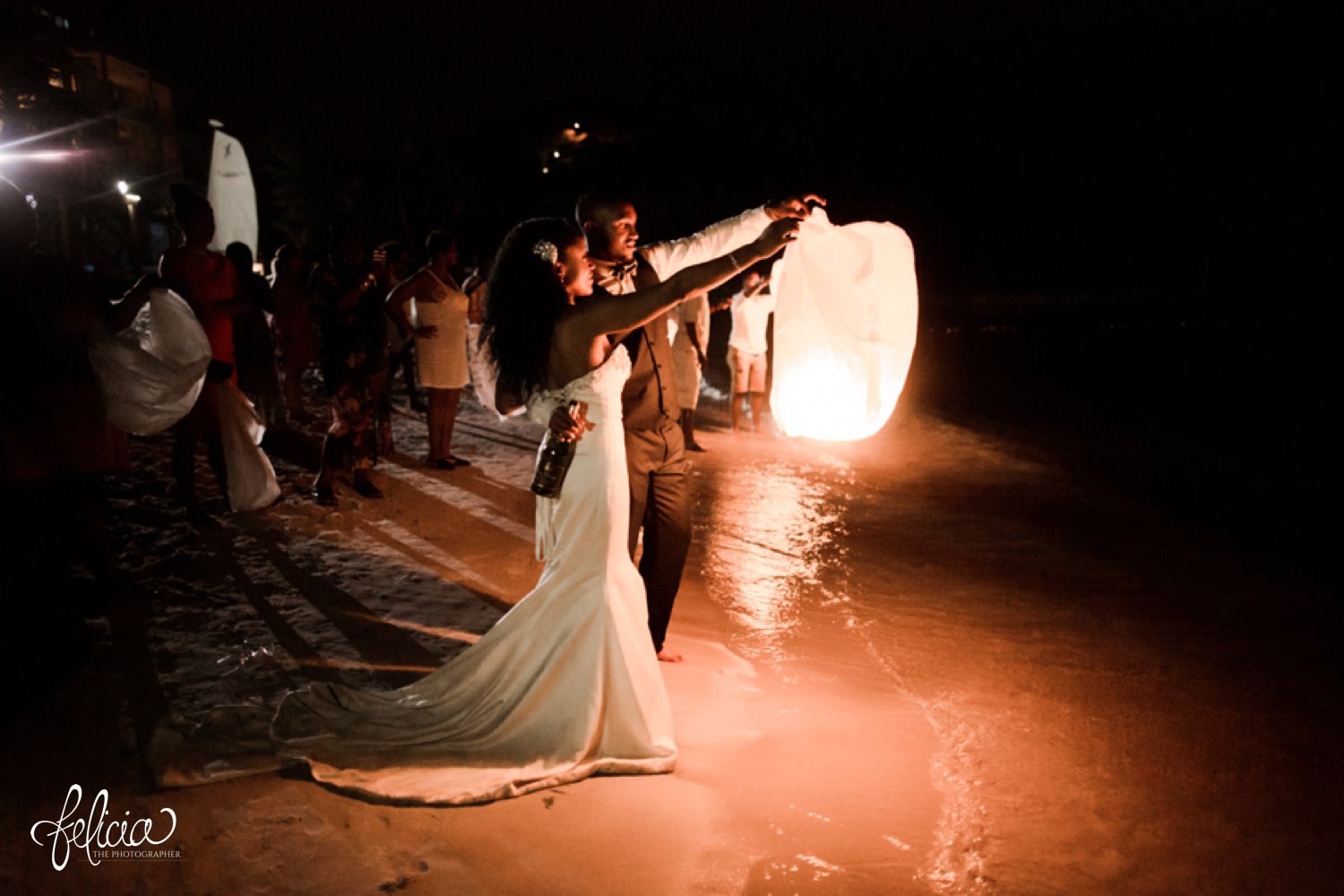   images by feliciathephotographer.com | destination wedding photographer | st lucia | l&s travel | the Royalton | reception | details | floating lanterns | romantic | love letters | night on the beach | 