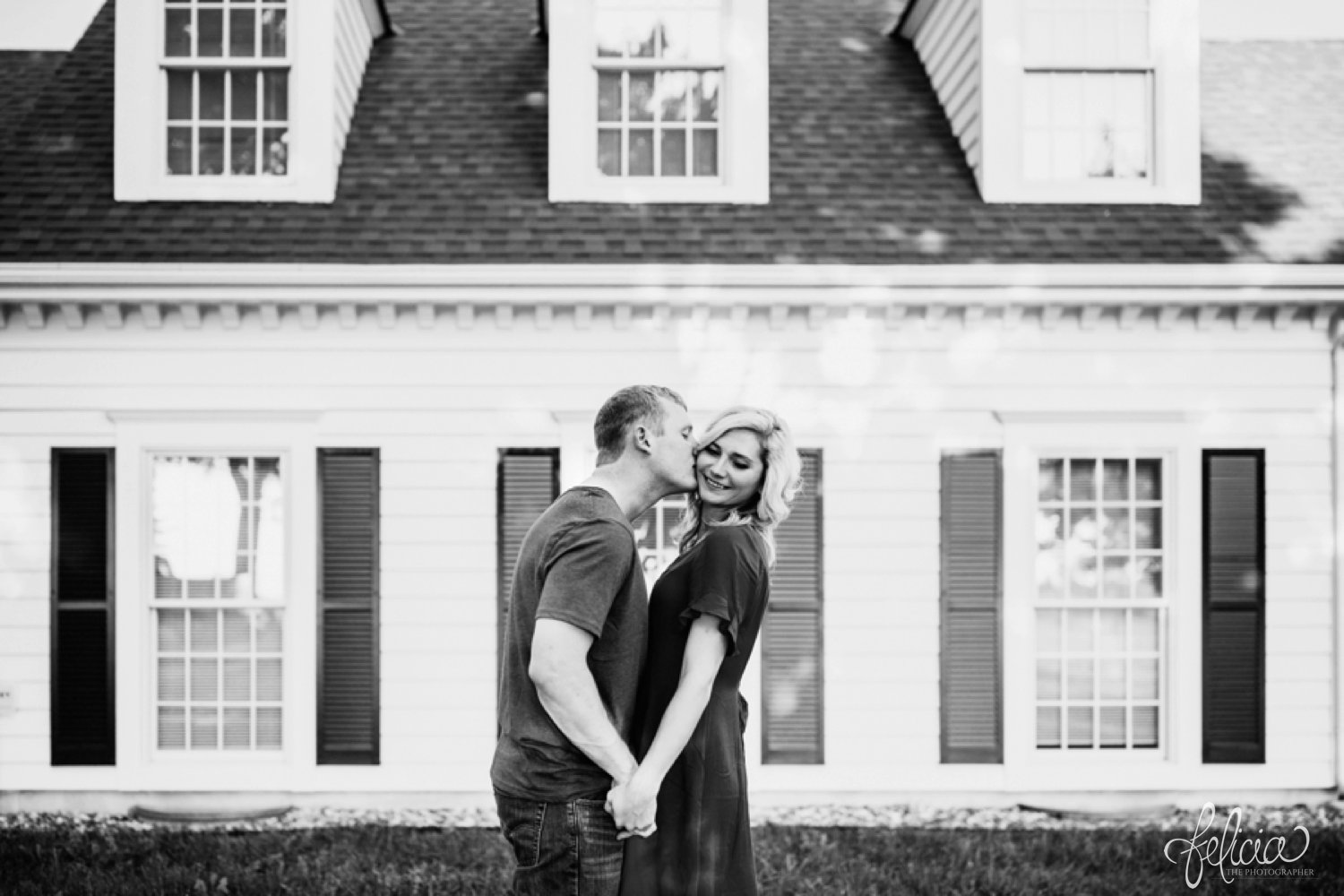 images by feliciathephotographer.com | destination wedding photographer | engagement | farmhouse | country | kansas city | sweet southern | red dress | nordstrom rack | unique halo diamond ring | casual | brown boots | amazon | cowboy | black and white | kiss | 