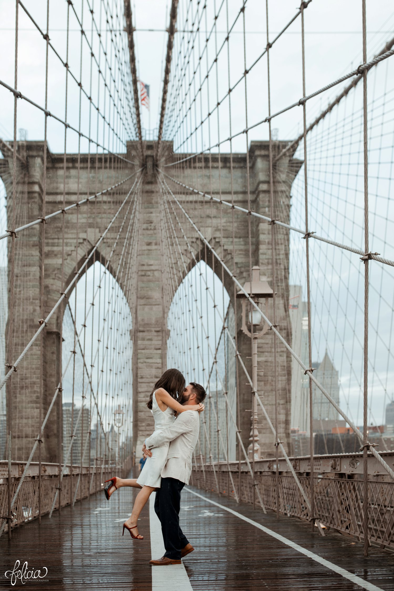 images by feliciathephotographer.com | destination wedding photographer | elopement | new york city | second look | brooklyn bridge | hand in hand | cowl neck dress | contrast | skyline | 