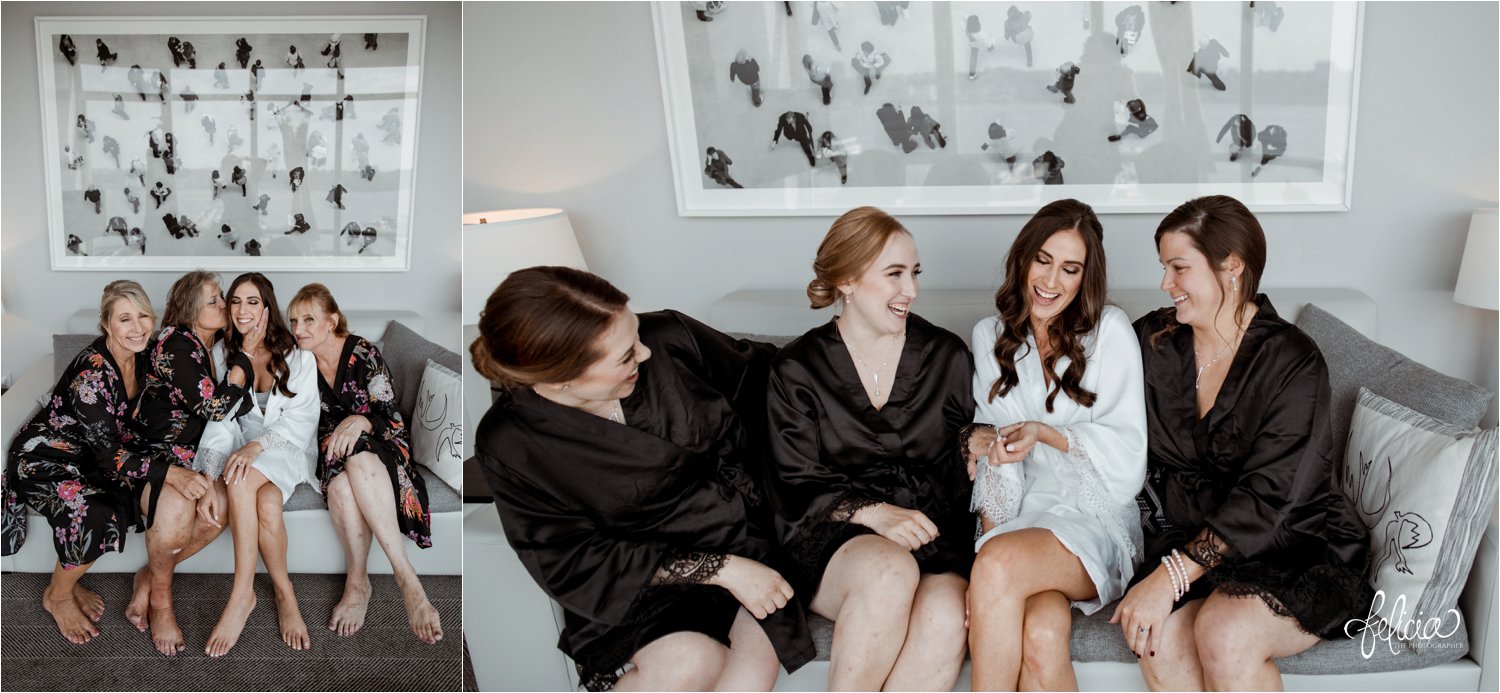 images by feliciathephotographer.com | destination wedding photographer | new york city | details | classic | shoes | pre ceremony | getting ready | bridesmaids | floral black and white robes | laughter | kimpton ink48 hotel | 