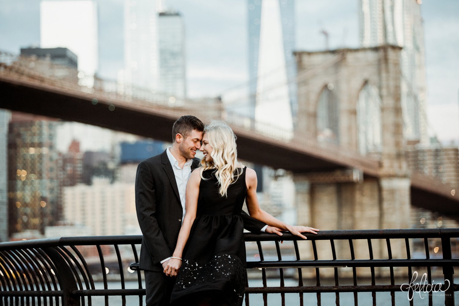 images by feliciathephotographer.com | destination wedding photographer | engagement | new york city | brooklyn bridge | skyline | formal | classic | true love | romantic |