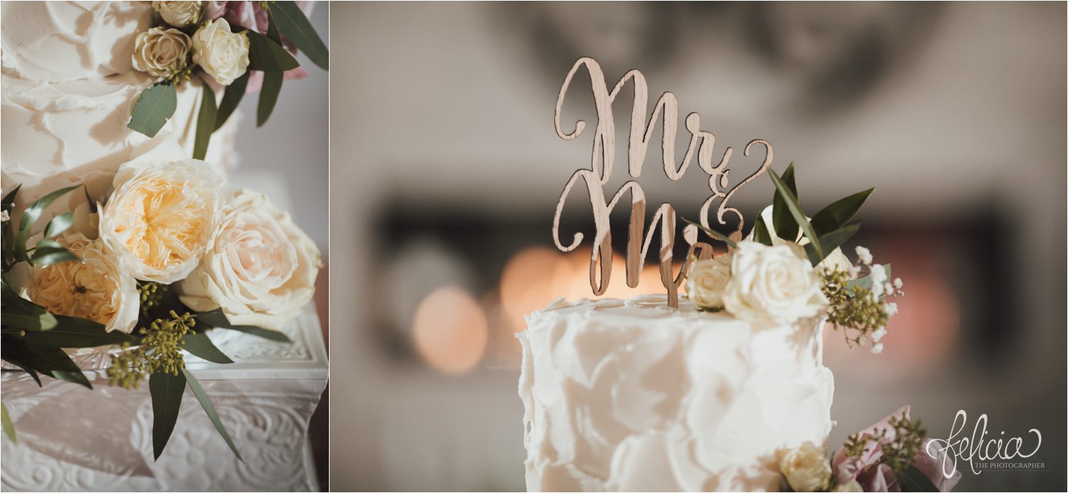 images by feliciathephotographer.com | destination wedding photographer | kansas city | eighteen ninety | classic | rose gold sequins | small cakes | mr and mrs topper | flowers | champagne flutes | personalized sign | elegant | 