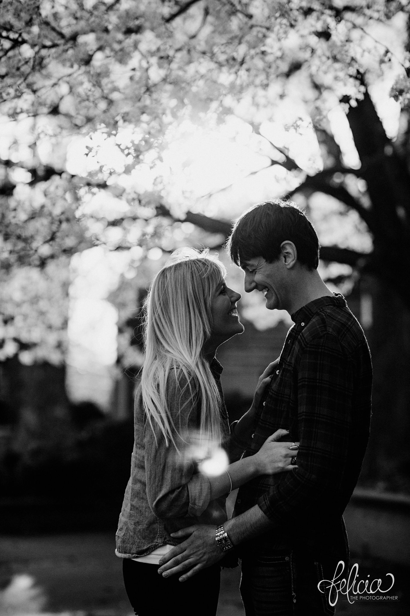 Kansas City Spring Engagement Black and White