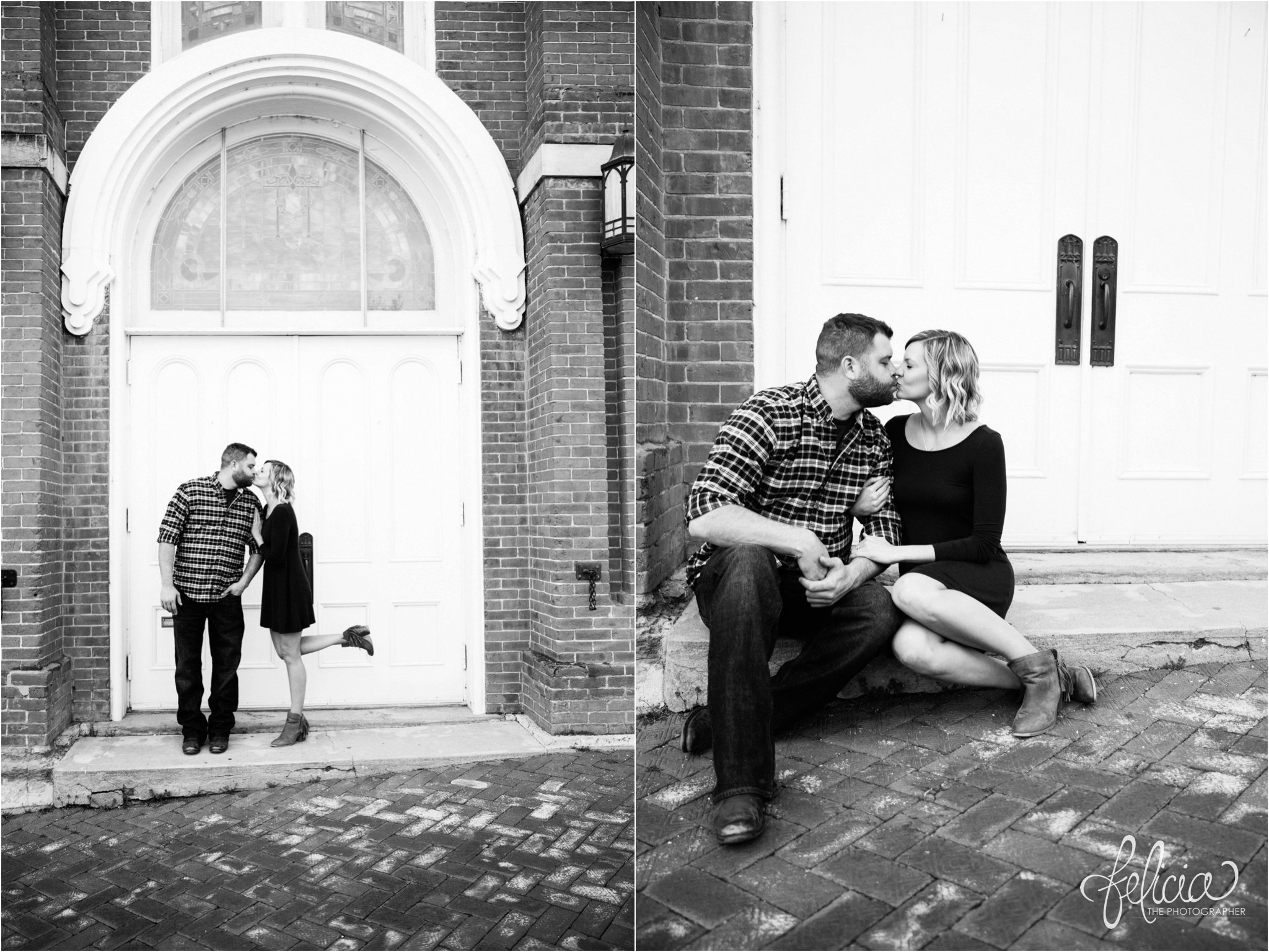 Weston Engagement | black and white church door |Kansas City, MO | Images by www.feliciathephotographer.com