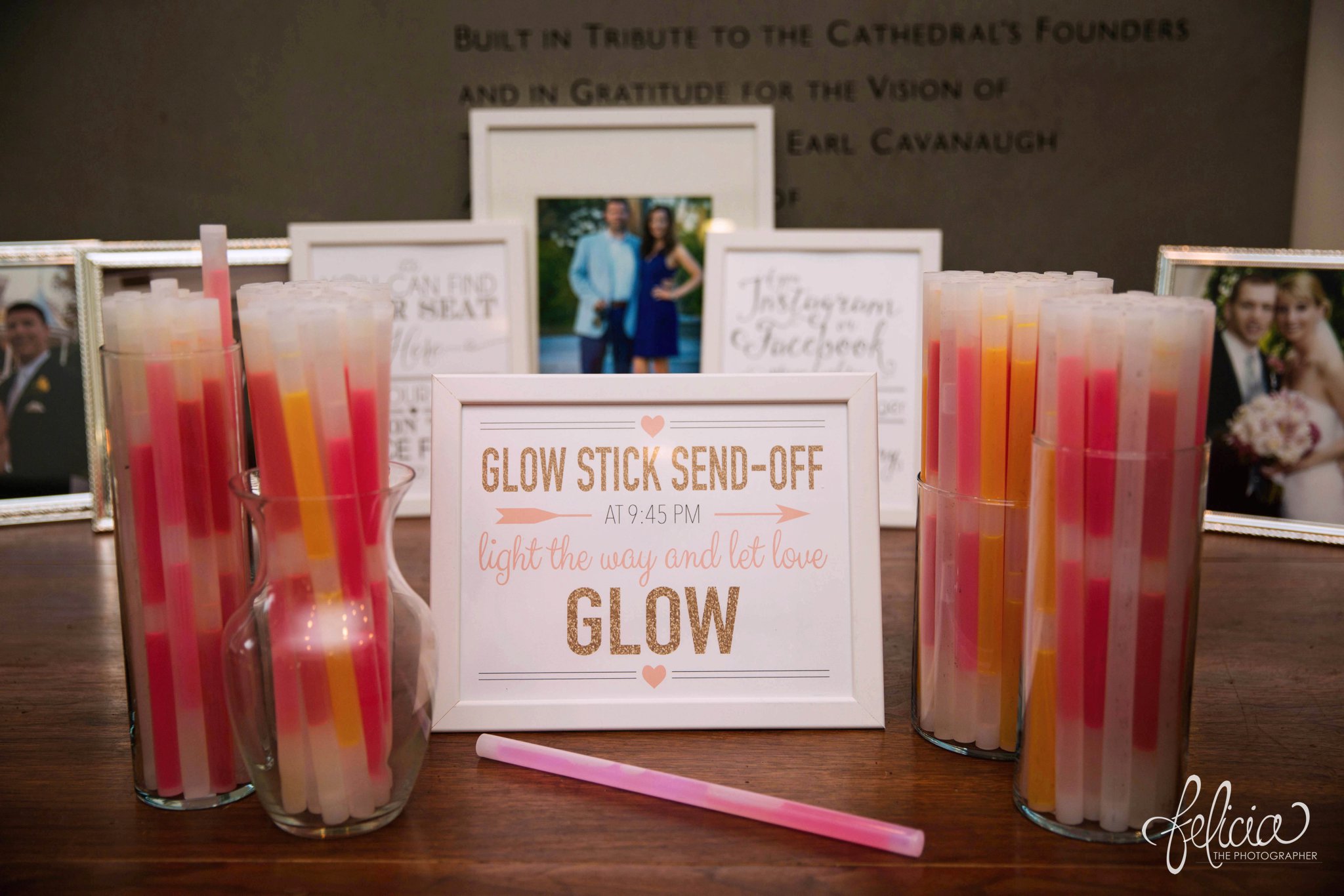 Grace and Holy Trinity Cathedral Wedding Photos | Glow Stick Send Off | Kansas City | Images by www.feliciathephotographer.com