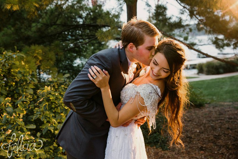 Lake Quivira | Sunset | Bride and Groom | Beaded Gown | Kansas City | Felicia The Photographer