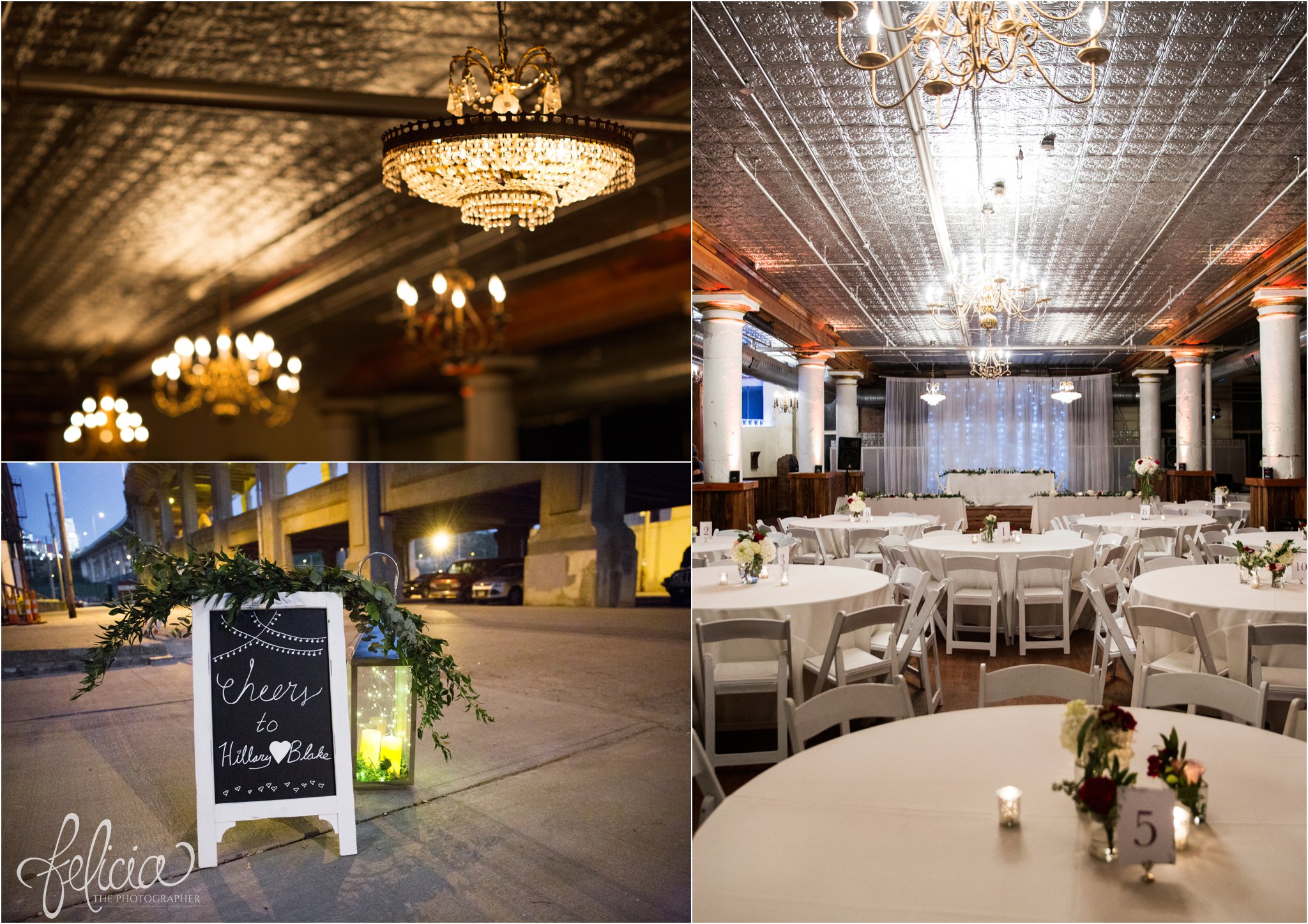 wedding | wedding photos | Rumely Event Space | wedding photography | images by feliciathephotographer.com | historic venue | tile ceilings | chandelier | chalkboard signs | reception decor | wedding reception