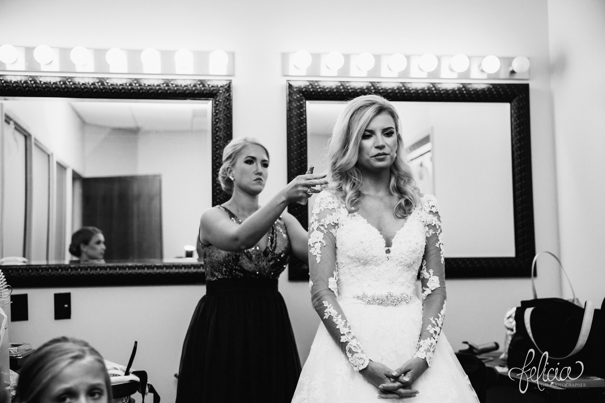 images by feliciathephotographer.com | wedding photographer | kansas city | redemptorist | classic | getting ready | pre-ceremony | lace long sleeve dress | bride | etsy | belle vogue | black and white | 