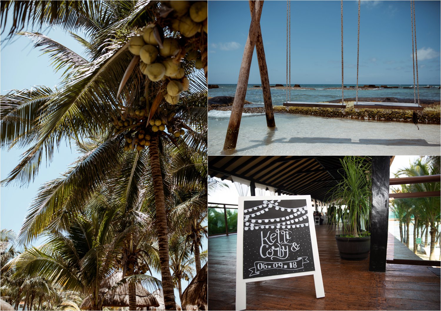  images by feliciathephotographer.com | destination wedding photographer | el dorado riviera maya | glamorous | beachside | resort | ceremony | venue | ocean swings | palm trees | 